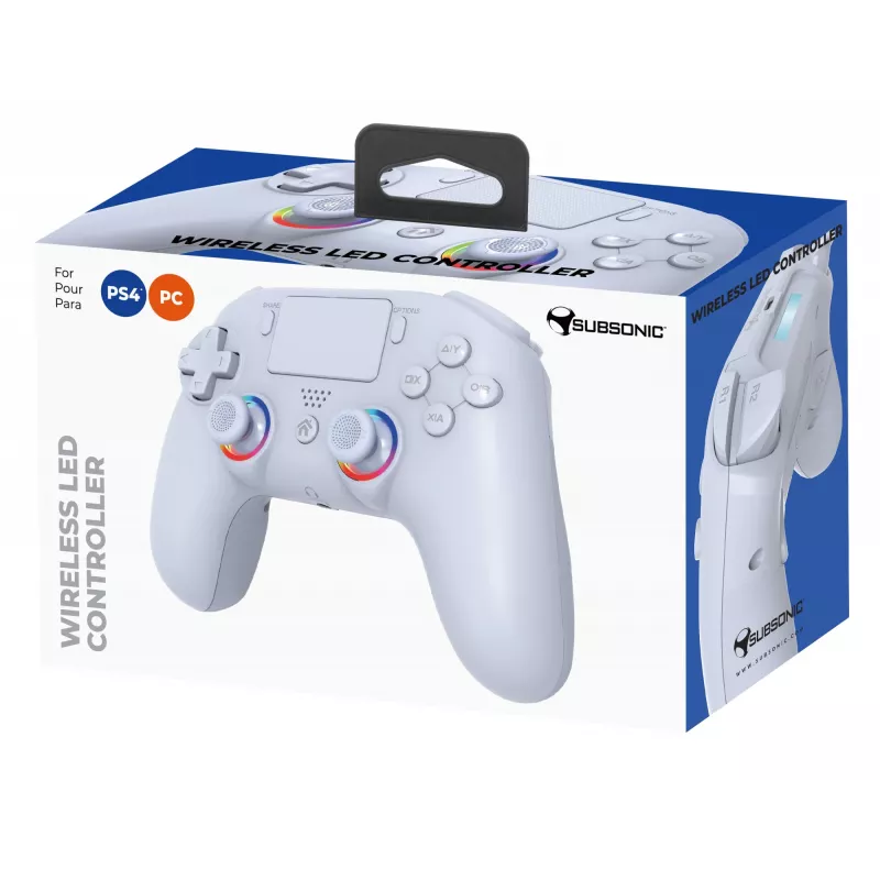 Langaton LED-ohjain SUBSONIC SA5639-2 — PS4:lle ja PC:lle, valkoinen, langaton yhteys