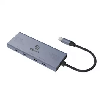 Akasa 4-porttinen USB-C (USB 3.2 Gen 2) -moniporttikeskitin USB-C-liittimellä alumiini (anodisoitu) AK-CBCA32