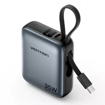 Vention FHEH0 varavirtalähde 10000 mAh 35 W USB-C-kaapelilla, harmaa