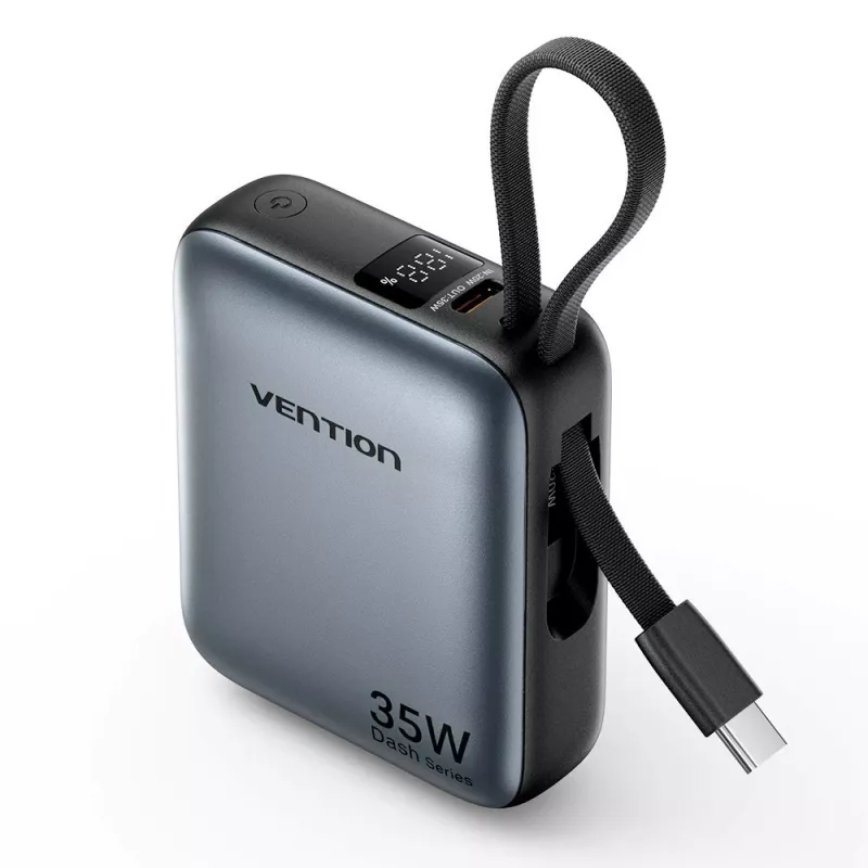 Vention FHEH0 varavirtalähde 10000 mAh 35 W USB-C-kaapelilla, harmaa