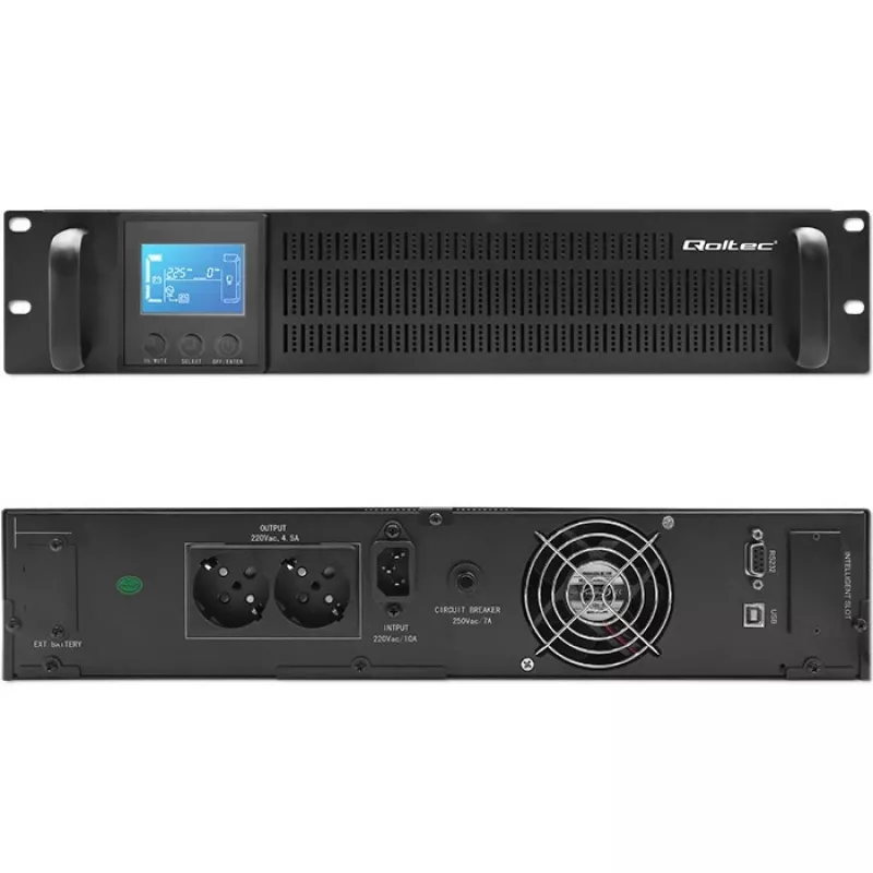 Qoltec 53945 Rack-UPS, 1 kVA, 800 W, LCD