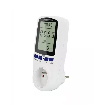 Sähkönkulutusmittari ESPERANZA ELA103 LCD-näytöllä — 16 A, 3680 W, 230 V, 50–60 Hz