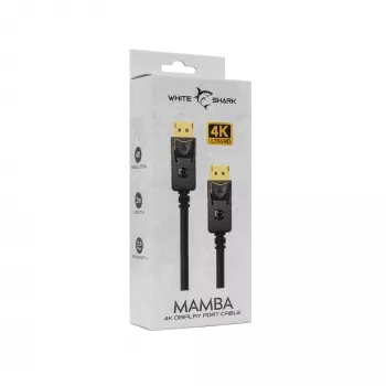DisplayPort-kaapeli White Shark MAMBA 2m – 4K 60Hz, yhteensopiva 2.0:n kanssa