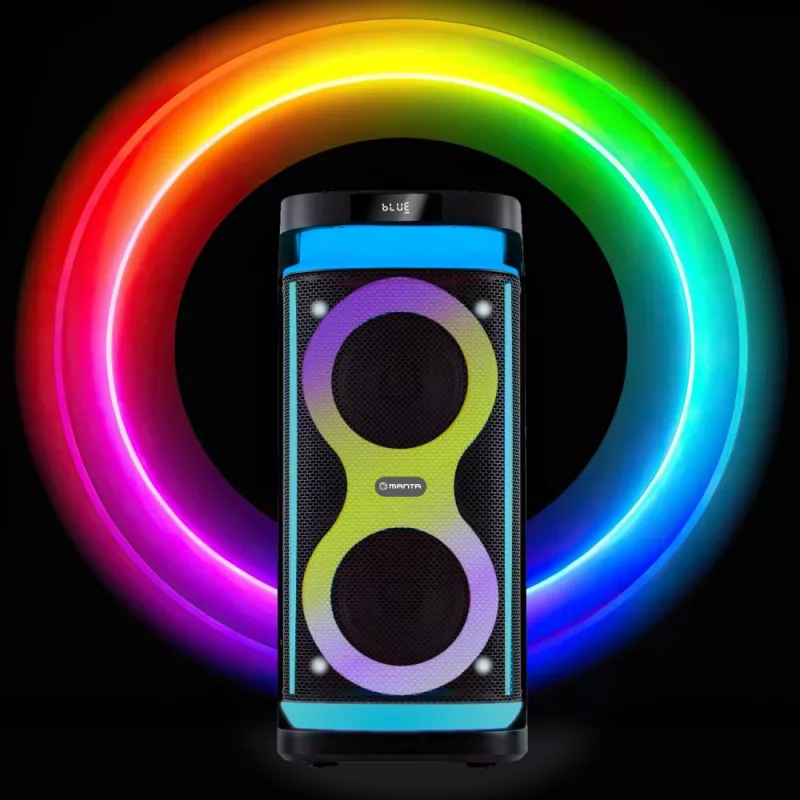 Kannettava kaiutin MANTA SPK0601B100, 100 W, Bluetooth, karaoke, langaton mikrofoni, akku, taajuuskorjain, diskovalot