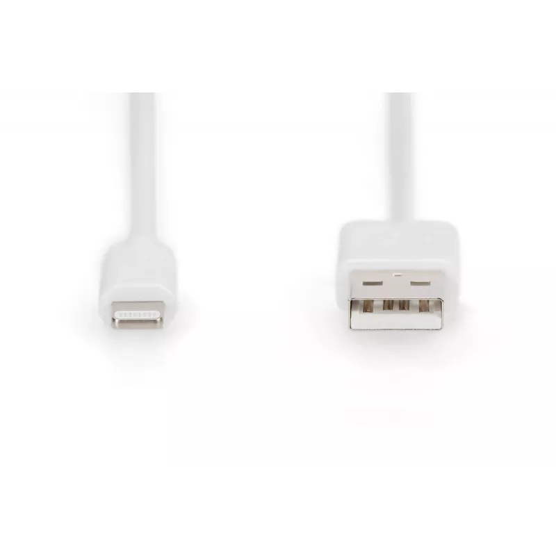 DIGITUS - Lightning-kaapeli - Lightning (M) - USB (M) - 1,0 m - kaksoiseristys - valkoinen - valettu - Apple iPad/iPhone/iPod (Lightning) (DB-600106-010-W)
