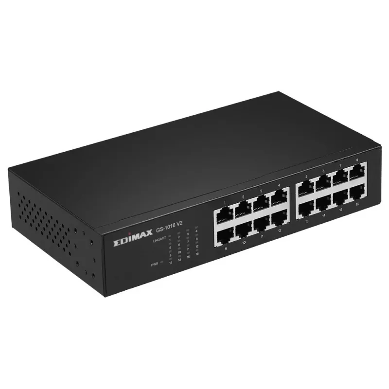 Edimax GS-1016 V2 verkkokytkin hallittava Gigabit Ethernet (10/100/1000) musta