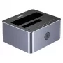 Telakointiasema Unitek 51642 2,5 tuuman/3,5 tuuman SATA-levyille, USB-C 10 Gbit/s, 2 paikkaa, alumiini