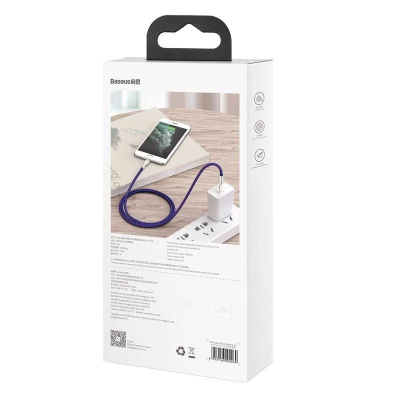 USB-A–Lightning-kaapeli Baseus 1 m — USB-datakaapeli, violetti