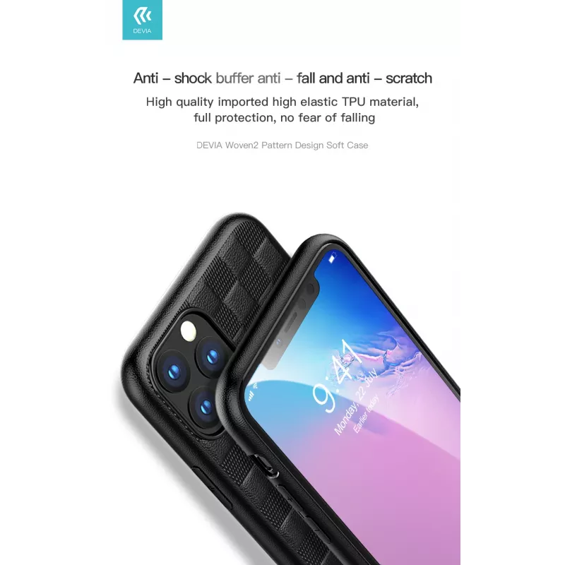 Soft Case Devia Woven2 iPhone 11 Pro Max – punainen kuvioitu tekstiilipinta