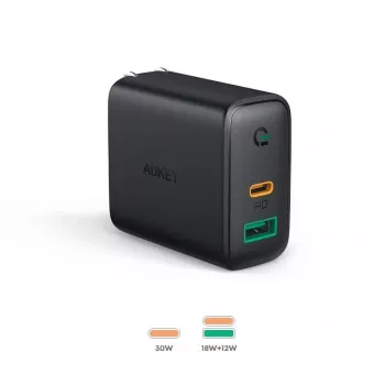 Seinä laturi 2xUSB Power Delivery (1xUSB A+1xUSB C) 5.4A 30W Dynamic Detect PA-D1