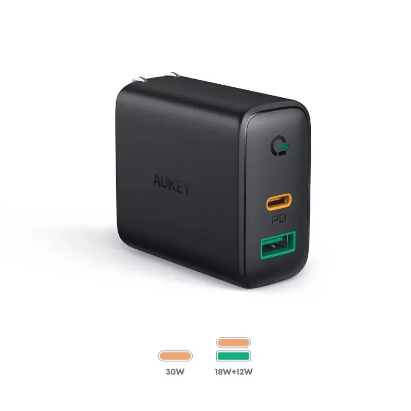Seinä laturi 2xUSB Power Delivery (1xUSB A+1xUSB C) 5.4A 30W Dynamic Detect PA-D1