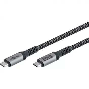Goobay USB-C-kaapeli punotulla päällyksellä, USB4, 240 W, 40 Gbit/s, Power Delivery, 1,5 m (1,50 m, USB 4.0, 240 W), USB-kaapeli