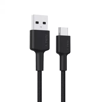 USB-A - USB-C -kaapeli AUKEY CB-CD30 0,9 m – musta, punottu, USB PD 3.0, 0,48 Gbit/s