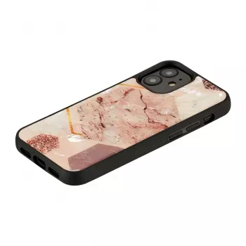 iKins suojakotelo Apple iPhone 12 mini — vaaleanpunainen marmorikuvio, ohut istuvuus