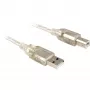 Delock 82057 USB 2.0 -kaapeli A-tyypin uros – B-tyypin uros, 0,5 m, läpinäkyvä