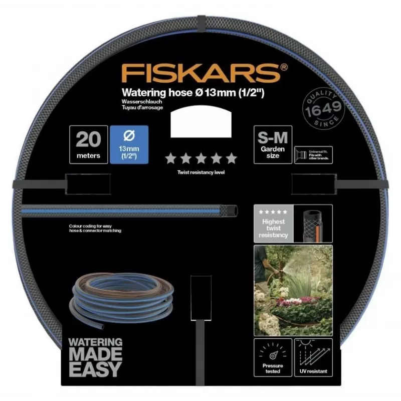 Puutarhaletku Fiskars 1027107 20 m maanpäällinen sininen harmaa