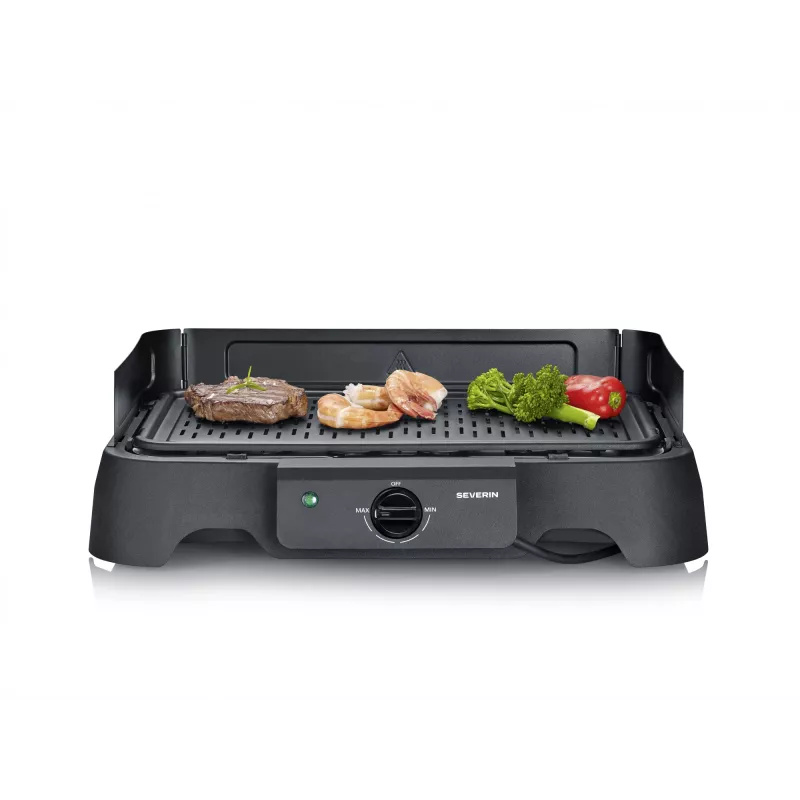 Severin PG 8595 pöytäsähkögrilli — 2000 W, suorakaiteen muotoinen grillipinta, musta