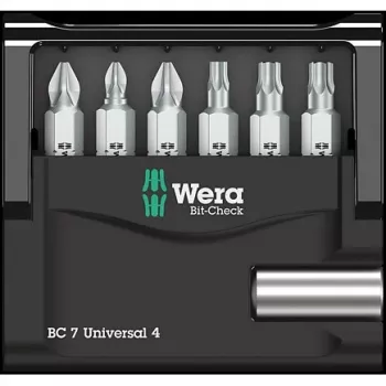 Wera 7-osainen kärkisarja Bit-Check 7 Universal 4 05135810001 Phillips Phillips, Phillips Pozidriv, sisä-Torx (05135810001)