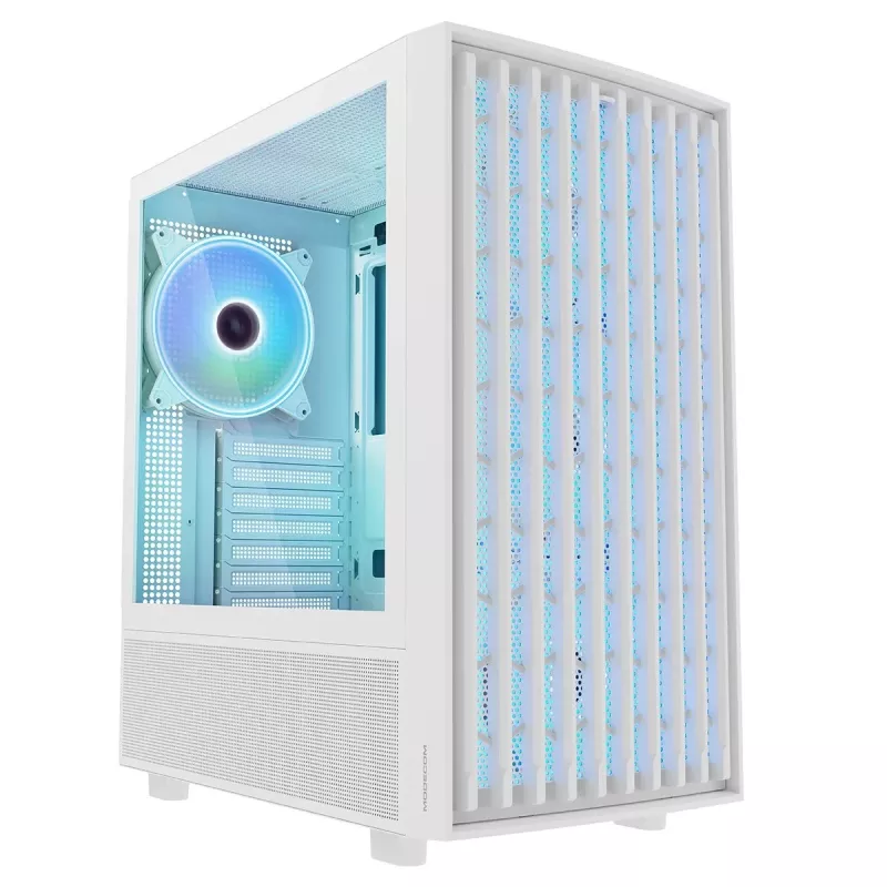 MODECOM BREEZE ARGB Flow MIDI PC-kotelo, ATX, USB 3.0 ×2 + USB-C, valkoinen