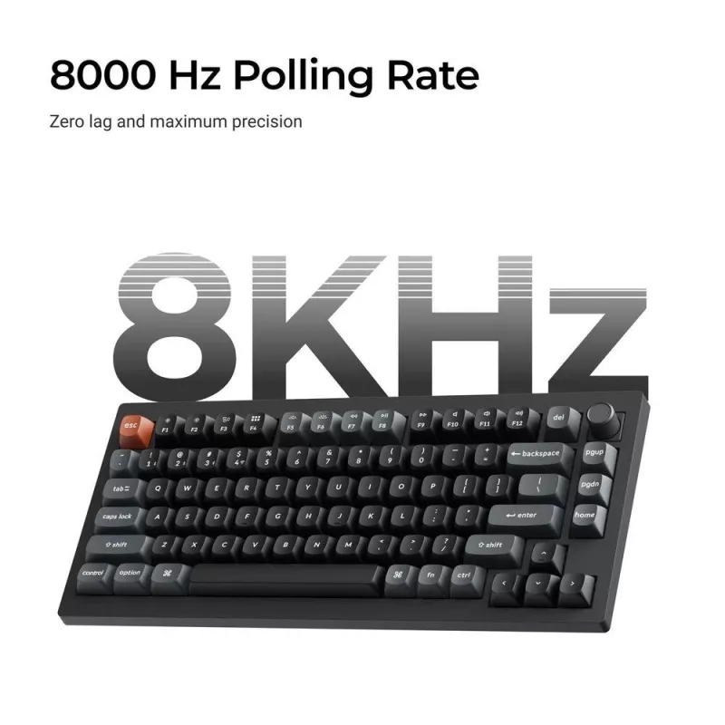 Mekaaninen näppäimistö Keychron V1 Ultra 8K — 75 % QWERTY, Bluetooth, johdollinen, RGB, musta