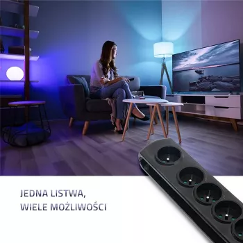 Ylijännitesuoja Qoltec 50171 musta 7 AC-pistorasiaa 230V 1,5m