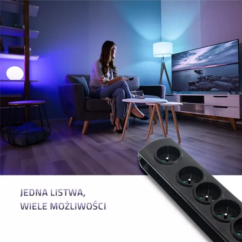 Ylijännitesuoja Qoltec 50171 musta 7 AC-pistorasiaa 230V 1,5m
