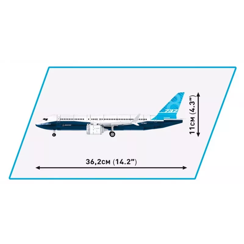 Rakennussarja Cobi Boeing 737-8 — 340 osaa, suositeltu ikä 7+, sininen ja valkoinen