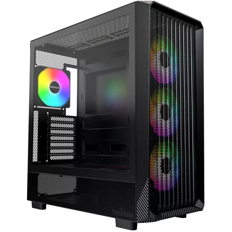 PC-kotelo Montech X5 Midi Tower musta ATX 3x 140 mm:n tuuletin