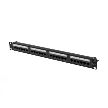 Patch-paneeli 1U LANBERG PPUA-1024-B, 24 porttia, Cat6a, U/UTP, 1U rack, syvyys 102 mm, metalli, musta