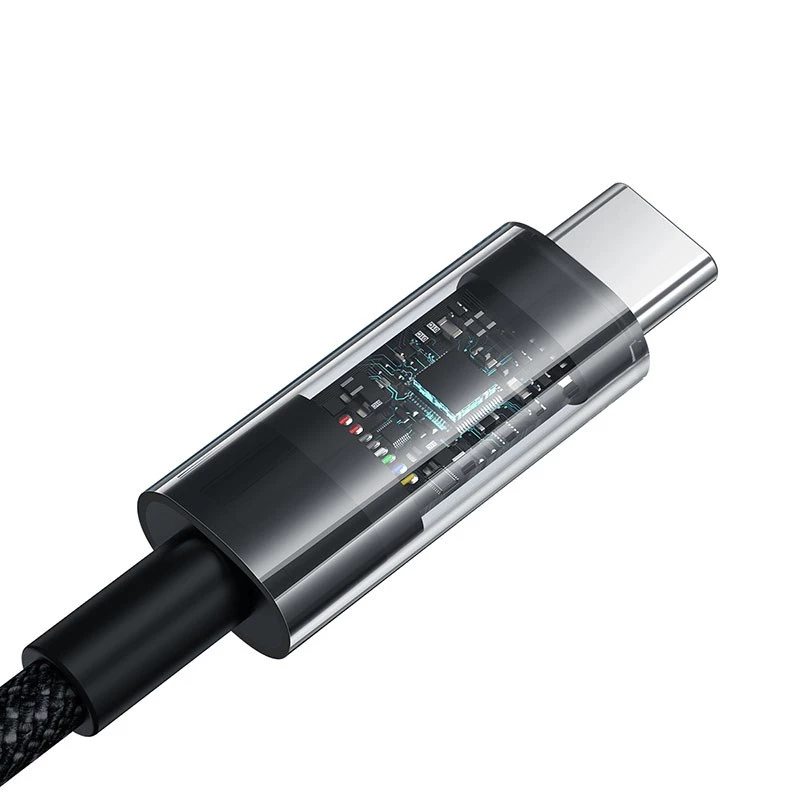 USB-A–USB-C-kaapeli Baseus Gem 1m 100W pikalataus, nailonipäällyste, musta