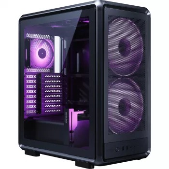 PC-kotelo Cooler Master MasterFrame 500 Mesh Midi Tower – musta läpinäkyvällä sivulla, tukee ATX/EATX, 2x200 mm edessä, 1x120 mm takana