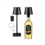Beper P201UTP118 ladattava LED-pöytävalaisin, 1,5 W, kosketuskytkin, himmennettävä, 33 mm:n pullosovitin, vedenkestävä, musta
