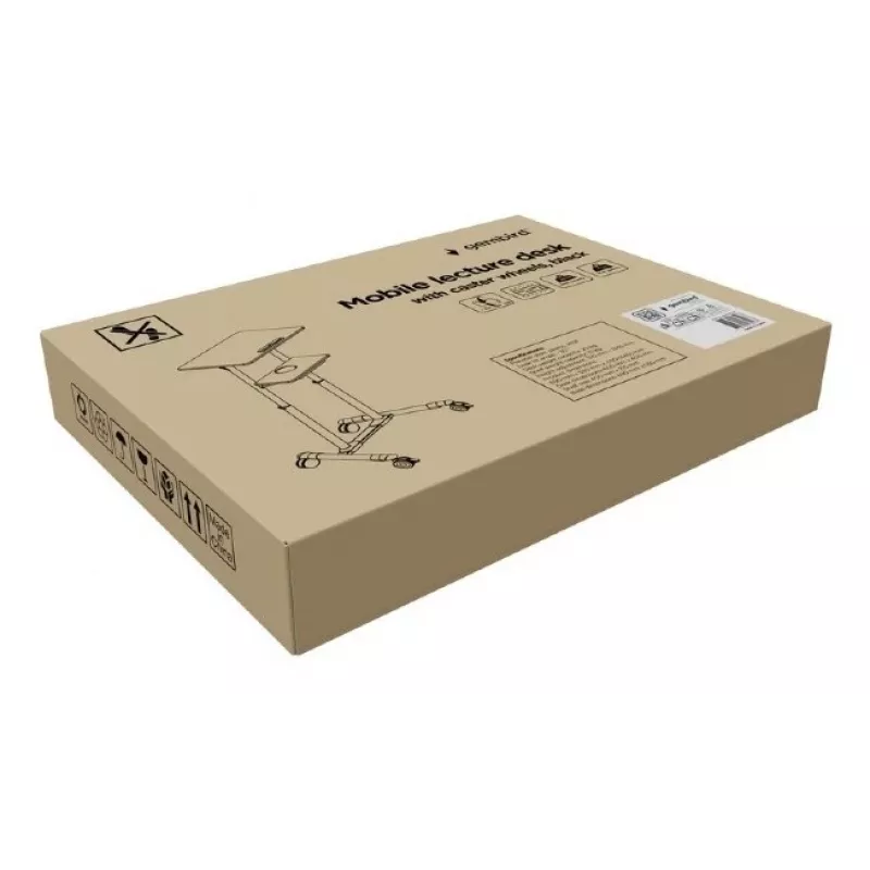 Gembird TVS-DESK-01-BK liikuteltava seisomapöytä pyörillä, säädettävä korkeus 111–134,5 cm, kallistus 30°, enintään 20 kg, musta