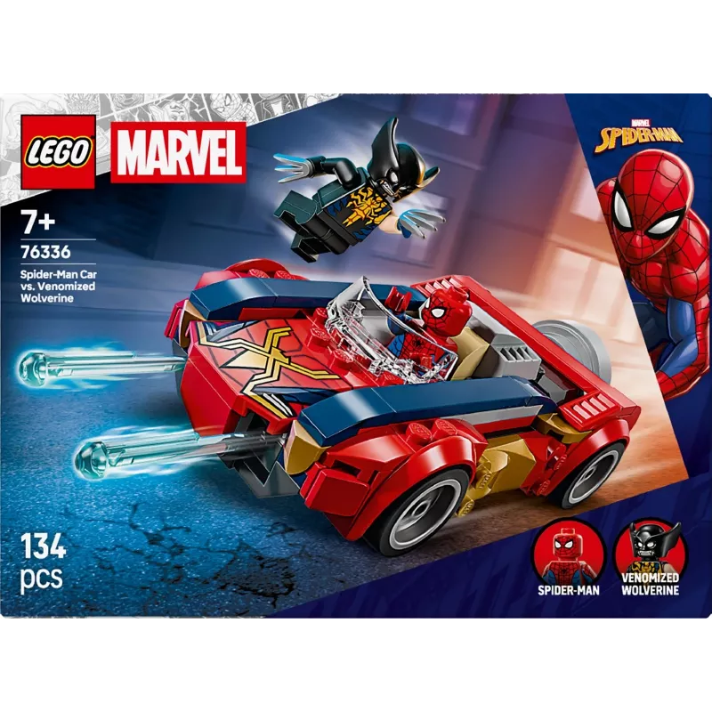 LEGO MARVEL 76336 Spider-Man-auto vs. Venomized Wolverine