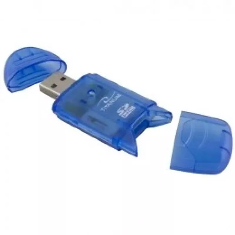 Titanum TA101B ulkoinen muistikortinlukija, USB 2.0, MicroSDHC/miniSD/MMC/SD/SDHC, sininen