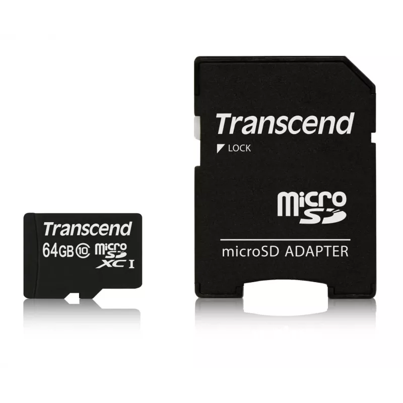 Flash-muisti Transcend 64GB MicroSDXC Class 10 adapteri