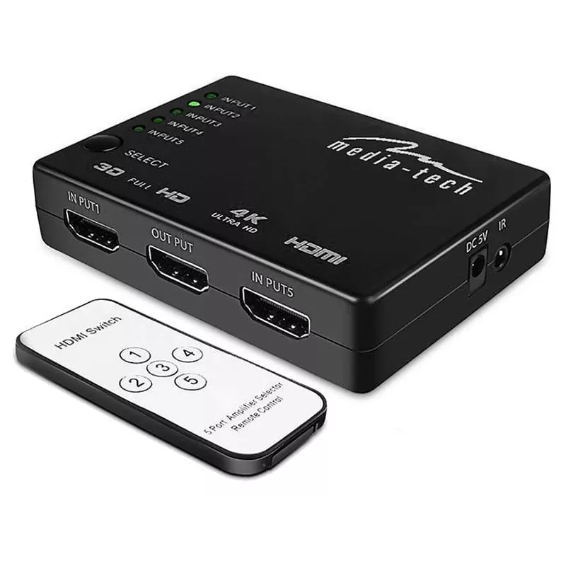 Media-Tech MT5207 5x HDMI-kytkin, 4K