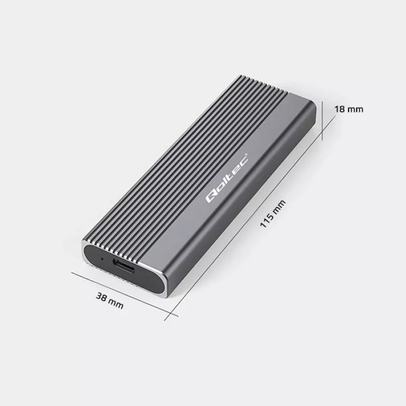 Qoltec kotelo M.2 SATA (NGFF) -SSD-levylle, USB-C