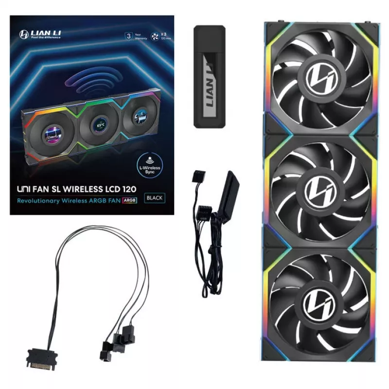 Lian Li UNI FAN SL Wireless LCD 120 musta 3 kpl
