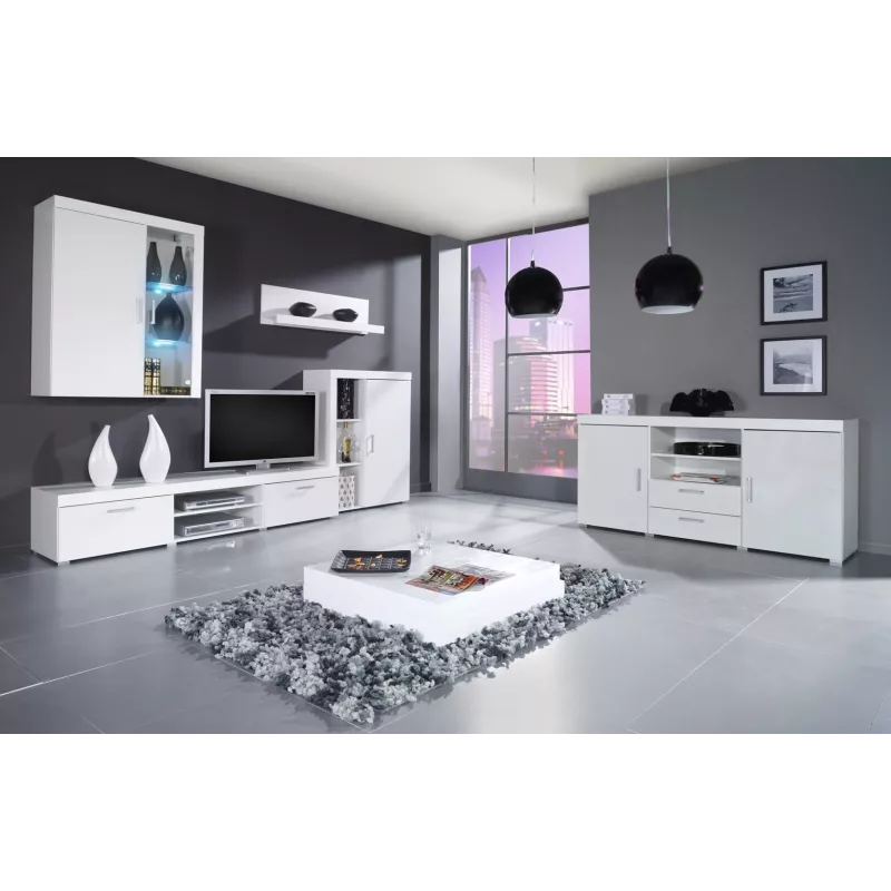 Cama Sideboard SAMBA valkoinen/valkoinen kiiltävä