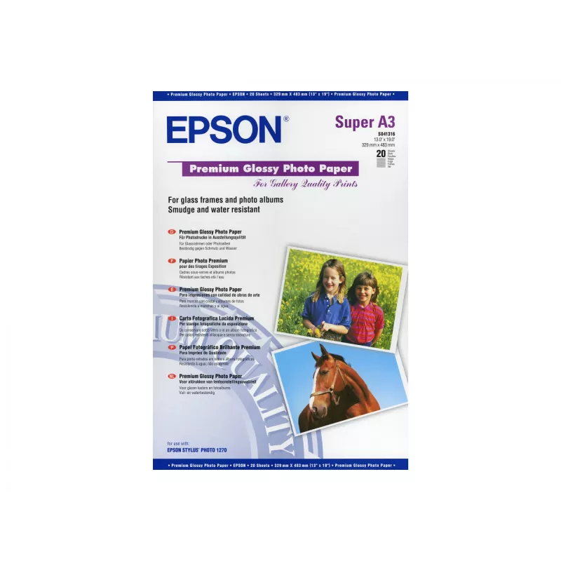 Epson Premium Glossy Photo Paper, DIN A3+, 250g/m², 20 arkkia