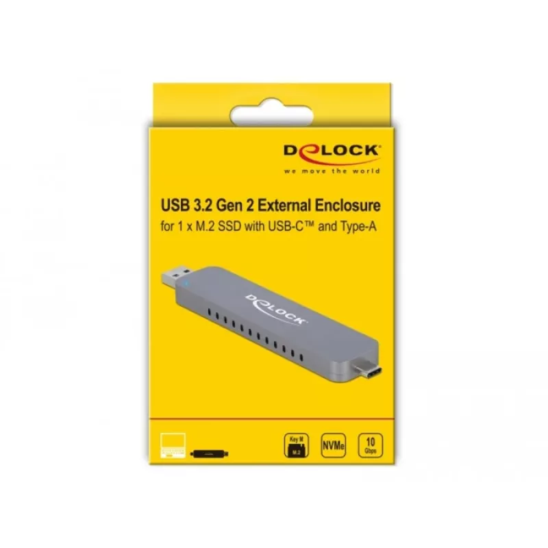 Ulkoinen kotelo M.2:lle M.2 NVMe PCIe SSD:lle, asemakotelo hopea, USB Type-C- ja Type-A-liittimellä