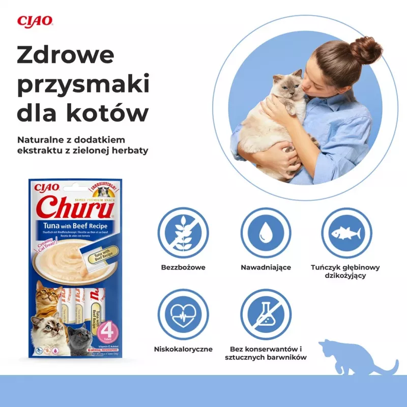 INABA Churu tonnikala ja naudanliha resepti - kissanherkut - 4x14 g