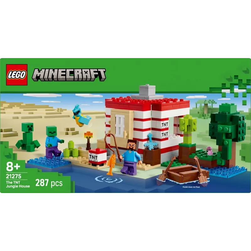 LEGO Minecraft setti 21275 TNT-viidakkotalo rakennuslelu, 287 osaa, 2 minihahmoa, 8+ vuotta