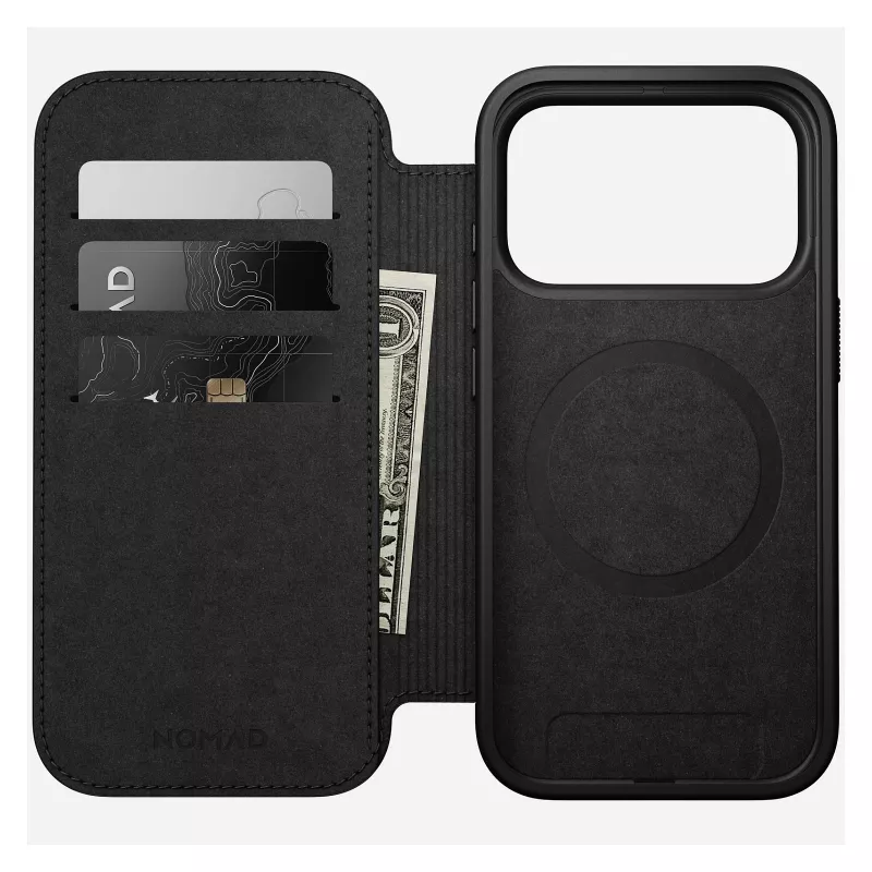Nomad Modern Leather Folio -foliokotelo iPhone 17 Pro, nahka + alumiini, 6,3 inch (16 cm), Tan, 3 korttipaikkaa