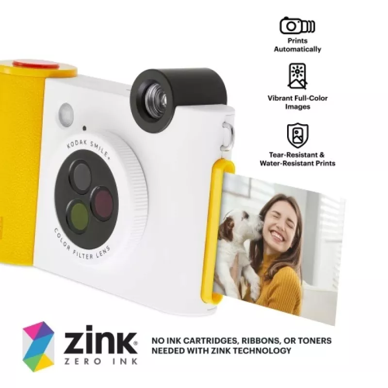 Kodak SMILE+ pikakamera, 2x3 tuumaa, valkoinen