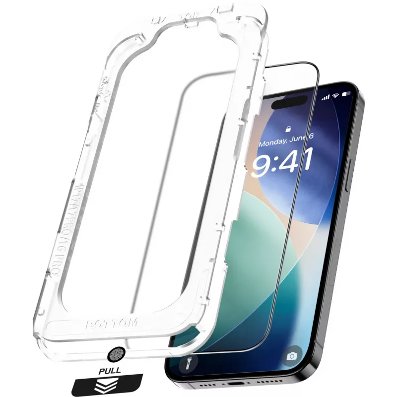 Nevox NEVOGLASS 3D 2550 suojalasi iPhone 17 Air -puhelimelle, Easy App -sovelluksella, läpinäkyvä