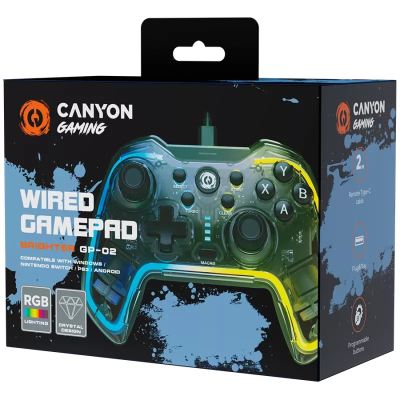 Langallinen peliohjain Canyon GP-02 Windows PS3 Android Media-Box Nintendo Switch 2M kaapeli