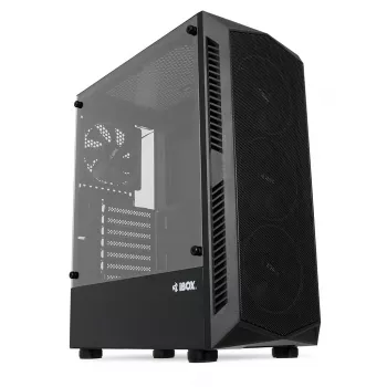 PC-kotelo IBOX LUPUS 27 Midi Tower ATX, karkaistu lasi, RGB, 455×200×380 mm, tukee ATX, näytönohjain enintään 32 cm