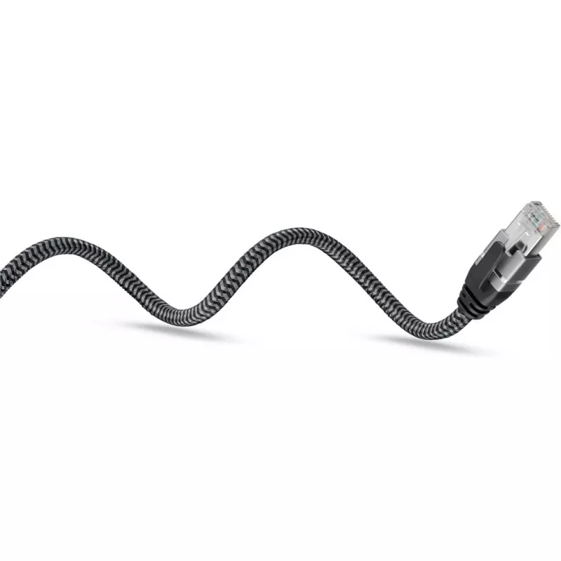 Ethernet-kaapeli USB-A 3.2 Gen1 uros > RJ-45 uros, LAN-sovitin musta/hopea, 3 metriä, punottu tekstiilivaippa
